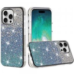 iPhone 16 Pro Max 6.9 inch Party Diamond Bumper Bling Hybrid Case Cover - Blue