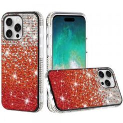 iPhone 16 Pro Max 6.9 inch Party Diamond Bumper Bling Hybrid Case Cover - Red