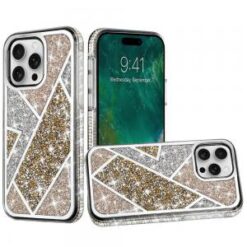 iPhone 16 Pro 6.3 inch Rhombus Bling Glitter Diamond Case Cover - Gold
