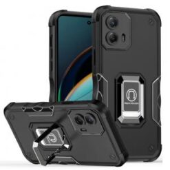 For Motorola Moto G 5G 2024 OPTIMUM Magnetic Ring Stand Hybrid Case Cover - Black