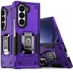 For Samsung Z Fold 6 OPTIMUM Magnetic Ring Stand Hybrid Case Cover - Dark Purple
