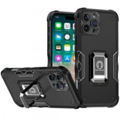 iPhone 16 Pro Max 6.9 inch OPTIMUM Magnetic Ring Stand Hybrid Case Cover - Black