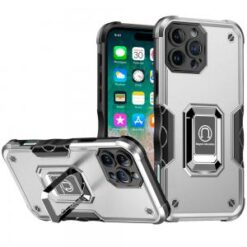 iPhone 16 Pro Max 6.9 inch OPTIMUM Magnetic Ring Stand Hybrid Case Cover - Silver
