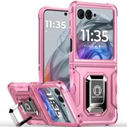 For Motorola Razr 2024 OPTIMUM Magnetic Ring Stand Hybrid - Pink