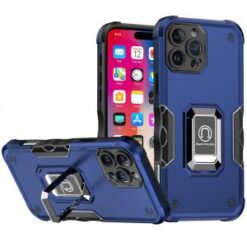 iPhone 16 Pro 6.3 inch OPTIMUM Magnetic Ring Stand Hybrid Case Cover - Blue