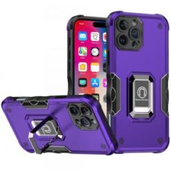 iPhone 16 Pro 6.3 inch OPTIMUM Magnetic Ring Stand Hybrid Case Cover - Dark Purple