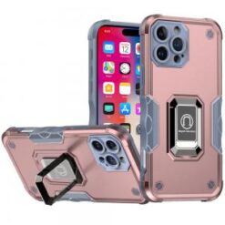 iPhone 16 Pro 6.3 inch OPTIMUM Magnetic Ring Stand Hybrid Case Cover - Rose Gold