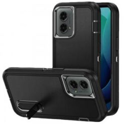 For Motorola Moto G 5G 2024 PEAK 3in1 Toughest Hybrid with Stand Cover Case - Black/Black