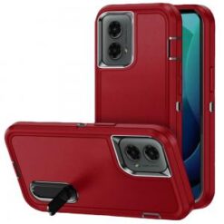 For Motorola Moto G 5G 2024 PEAK 3in1 Toughest Hybrid with Stand Cover Case - Black/Red