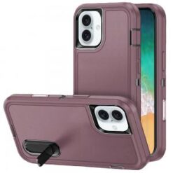 For iPhone 16 Plus 6.7 inch PEAK 3in1 Toughest Hybrid with Stand Cover Case - Burgundy/Black