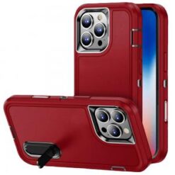 iPhone 16 Pro 6.3 inch PEAK 3in1 Toughest Hybrid with Stand Cover Case - Black/Red
