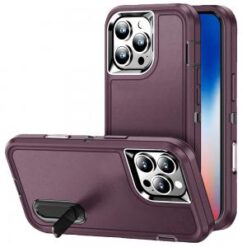 iPhone 16 Pro 6.3 inch PEAK 3in1 Toughest Hybrid with Stand Cover Case - Burgundy/Black