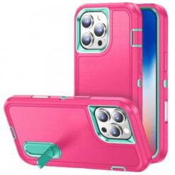 iPhone 16 Pro 6.3 inch PEAK 3in1 Toughest Hybrid with Stand Cover Case - Teal/Hot Pink