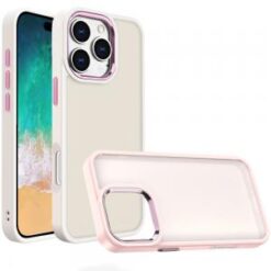 iPhone 16 Pro Max 6.9 inch Polished Oil Thick Acrylic Metal Button Hybrid Case Cover - Beige