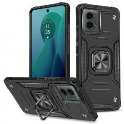 For Motorola Moto G 5G 2024 Robust Magnetic Kickstand Hybrid Case Cover - Black