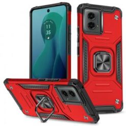 For Motorola Moto G 5G 2024 Robust Magnetic Kickstand Hybrid Case Cover - Red