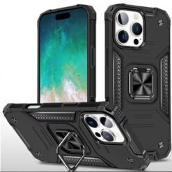 iPhone 16 Pro Max 6.9 inch Robust Magnetic Kickstand Hybrid Case Cover - Black