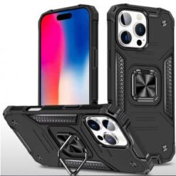 iPhone 16 Pro 6.3 inch Robust Magnetic Kickstand Hybrid Case Cover - Black