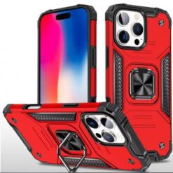 iPhone 16 Pro 6.3 inch Robust Magnetic Kickstand Hybrid Case Cover - Red