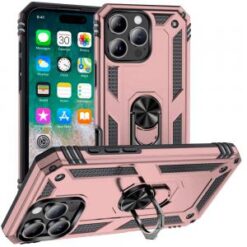 iPhone 16 Pro Max 6.9 inch Ring Magnetic Kickstand Hybrid Case Cover - Rose Gold