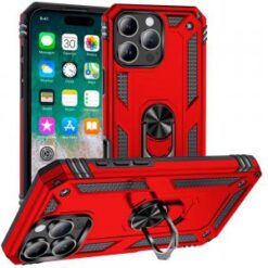 iPhone 16 Pro Max 6.9 inch Ring Magnetic Kickstand Hybrid Case Cover - Red