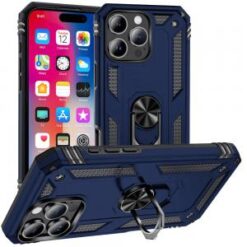 iPhone 16 Pro 6.3 inch Ring Magnetic Kickstand Hybrid Case Cover - Blue