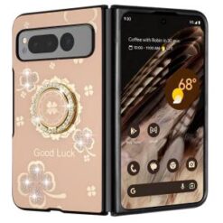 For Samsung Z Fold 6 SPLENDID Diamond Glitter Ornaments Engraving Case Cover - Good Luck Floral Gold