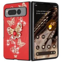 For Samsung Z Fold 6 SPLENDID Diamond Glitter Ornaments Engraving Case Cover - Garden Butterflies Re