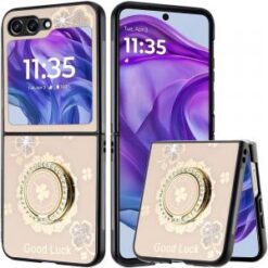 For Motorola Razr 2024 SPLENDID Diamond Glitter Ornaments Engraving Case Cover - Good Luck Floral Go