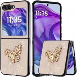 For Motorola Razr 2024 SPLENDID Diamond Glitter Ornaments Engraving Case Cover - Garden Butterflies
