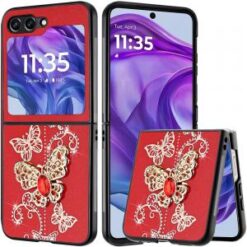 For Motorola Razr 2024 SPLENDID Diamond Glitter Ornaments Engraving Case Cover - Garden Butterflies