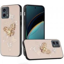 For Motorola Moto G 5G 2024 SPLENDID Diamond Glitter Ornaments Engraving Case Cover - Garden Butterf