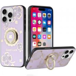 iPhone 16 Pro 6.3 inch SPLENDID Diamond Glitter Ornaments Engraving Case Cover - Good Luck Flora
