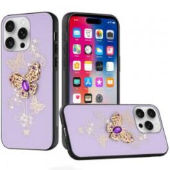 iPhone 16 Pro 6.3 inch SPLENDID Diamond Glitter Ornaments Engraving Case Cover - Garden Butterfl