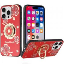 iPhone 16 Pro 6.3 inch SPLENDID Diamond Glitter Ornaments Engraving Case Cover - Good Luck Flora