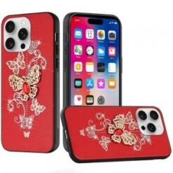 iPhone 16 Pro 6.3 inch SPLENDID Diamond Glitter Ornaments Engraving Case Cover - Garden Butterfl
