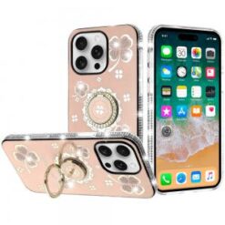 iPhone 16 Pro Max 6.9 inch Splendid Glitter with Diamonds All Around Edges Ring Stand Case Cover