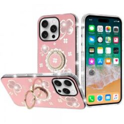 iPhone 16 Pro Max 6.9 inch Splendid Glitter with Diamonds All Around Edges Ring Stand Case Cover