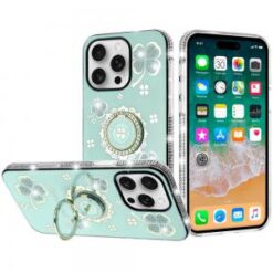 iPhone 16 Pro Max 6.9 inch Splendid Glitter with Diamonds All Around Edges Ring Stand Case Cover