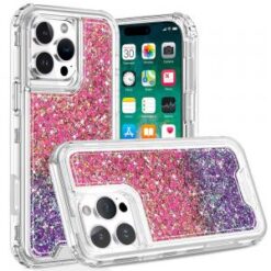 iPhone 16 Pro Max 6.9 inch Epoxy Sticker Glitter 3in1 Shockproof Transparent Hybrid Case - Hot P
