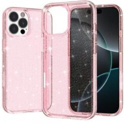 iPhone 16 Pro Max 6.9 inch Glitter Ultra Thick 3mm Transparent Hybrid Case Cover - Pink