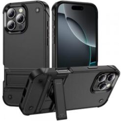 iPhone 16 Pro Max 6.9 inch Thunder Kickstand Hybrid Case Cover - Black