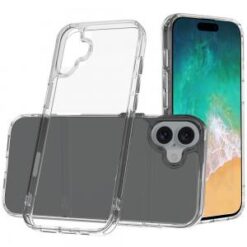 For iPhone 16 Plus 6.7 inch PURE CRYSTAL Transparent Thick 2.0mm ShockProof Chromed Buttons Case Cov