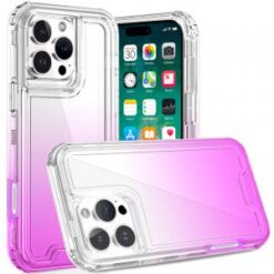 iPhone 16 Pro Max 6.9 inch 3in1 Two Tone Shockproof Transparent Hybrid Case - Clear + Purple