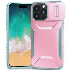 iPhone 16 Pro Max 6.9 inch Ultimate U Design Hybrid with Camera Window Covering - Pink+Teal