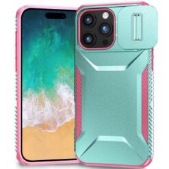 iPhone 16 Pro Max 6.9 inch Ultimate U Design Hybrid with Camera Window Covering - Teal+Pink