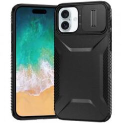 For iPhone 16 Plus 6.7 inch Ultimate U Design Hybrid with Camera Window Covering - Black