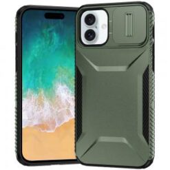For iPhone 16 Plus 6.7 inch Ultimate U Design Hybrid with Camera Window Covering - Midnight Green