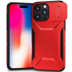 iPhone 16 Pro 6.3 inch Ultimate U Design Hybrid with Camera Window Covering - Red