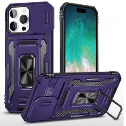 iPhone 16 Pro Max 6.9 inch Utter Tough Metal Ring Movable Camera Window Hybrid Case Cover - Dark